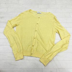 1177◎ FRENCH LINEN ROPE PICNIC ロペ ピクニック トップス 薄手 ニット カーディガン 長袖 ボートネック イエロー レディース40の画像1