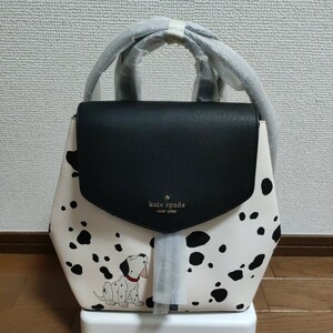 未使用 ケイトスペード kate spade ディズニーコラボ 101匹わんちゃん リュックサック バックバック リュック ダルメシアン柄 白/黒