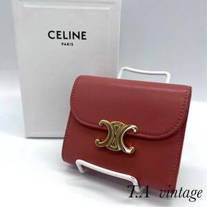  beautiful goods! Celine car fs gold small wallet folding purse laichi