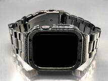 メタルブラックアップルウォッチバンド ステンレス カバー Apple Watch ケース 44mm 45mm メンズ　レディース 一体型ベルト series4~9_画像4