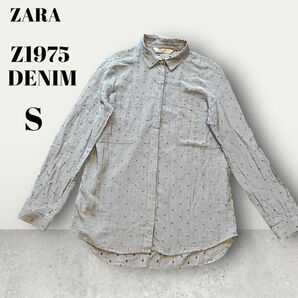 ZARA BASIC DEPT Z1975DENIM シャツ ブラウス ドット柄 長袖 S