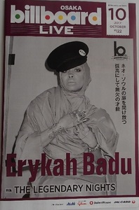 271/17'10/ビルボードライブ Billboard/エリカ バドゥ Erykah Badu/回想 1997年 変わったものと変わらないもの/THE LEGENDARY NIGHTS