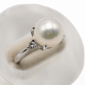  south . White Butterfly pearl pearl ring 10mm white group Pt900 platinum diamond 12 number lady's jewelry accessory grinding has been finished used 