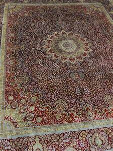 百貨店展示品　特大判　シルク100％ 100万ノット　イラン産　最高峰　手織り 高級ペルシャ絨毯242×303cm