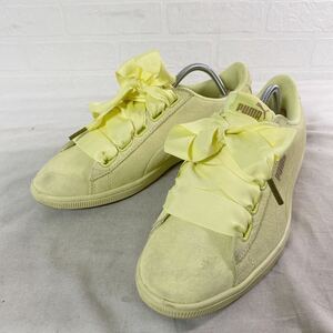 3630* PUMA Puma sneakers suede shoes race up shoes lady's 25.5 yellow 