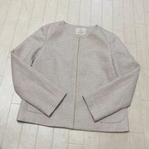 3642☆ BEAUTY&YOUTH UNITED ARROWS ユナイテッドアローズ ノーカラージャケット レディース M グレー ラメ_画像1