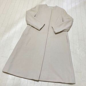 3655☆ UNITED ARROWS ユナイテッドアローズ トップス アウター ロングコート ノーカラー レディース 34 ベージュ