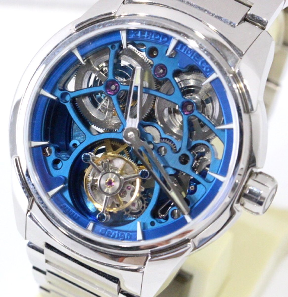 SEIKO◇自動巻腕時計/裏蓋スケルトン/アナログ/ステンレス/WHT/SLV/SS