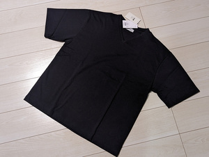 ◆新品 N.PARA レナウン ハリとコシと光沢感 Vネック ドレス Tシャツ メンズ L 黒 ブラック 定価4,950円 綿100%