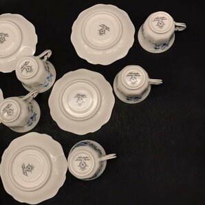 FG0815-5-7 Noritake まとめ アイボリーチャイナ カップ＆ソーサー ノリタケ ブルー ローズ 6セット 食器 アンティーク 60サイズの画像6