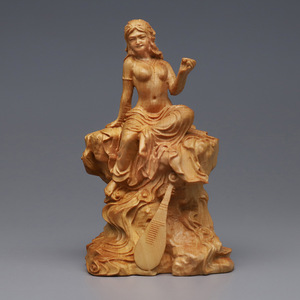 極品 木彫り 女神 ヌード 美少女 裸婦像 女性像/彫刻工芸品/手作りデザイン/文遊びの手/置物