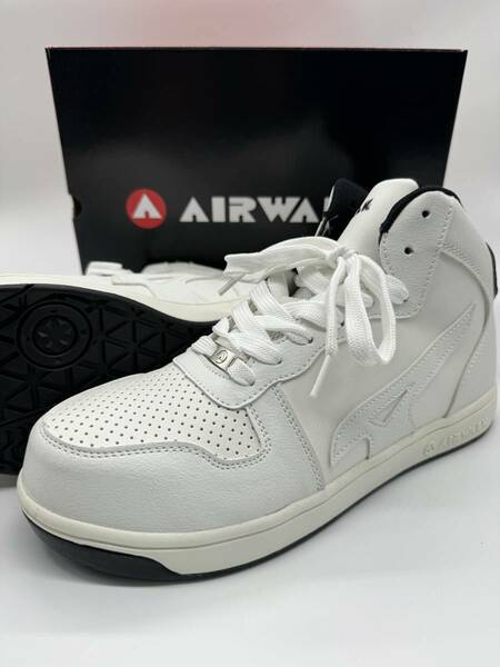 送料無料 25cm AIRWALK エアウォーク AW-641 ホワイト ベーシックウォーク ミッド 耐滑底 超軽量 樹脂先芯 安全靴 セーフティシューズ