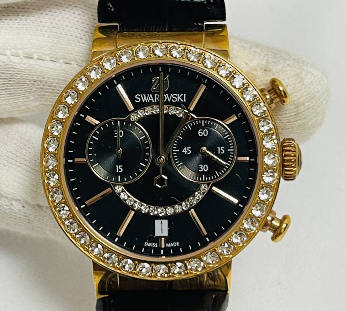 定価約5万円♡スワロフスキー♡ジュエリーウォッチ♡ブラック-