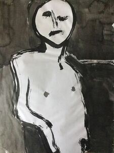 Art hand Auction アーチスト Hiro C オリジナル 黒い電車で, 絵画, 油彩, 人物画