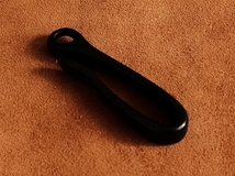 波型リング付き 真鍮 ブラス ツリバリ フック キーリング ( ブラック 中）ダール加工 キーホルダー ベルトループ 釣り針 キーホルダー_画像2