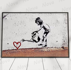  C3003 Banksy バンクシー キャンバスアートポスター ストリートアート ポップアート 50×70cm イラスト インテリア 雑貨 海外製 枠なし F