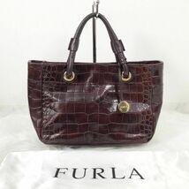 フルラ FURLA ハンドバッグ レザー クロコダイル 型押_画像1