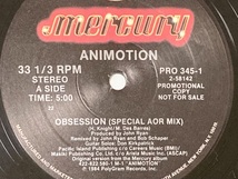 【80's】Animotion / Obsession （1984、Promo 12inch Maxi-Single、US盤、Obsession (Special AOR Mix by Bob Schaper, John Ryan)）_画像2