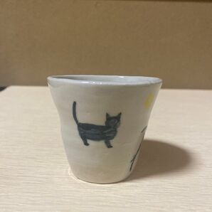 そば猪口　陶器　猫