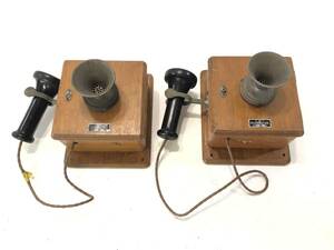 9.30.2[ length . telephone industry place ] ornament telephone Showa era 42 year manufacture wooden antique Showa Retro * present condition goods 