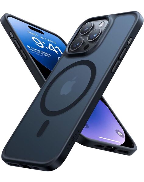 TORRAS iPhone 15 pro 用 ケース 半透明 SGS認証magsafe対応 ワイアレス充電対応 ブラック