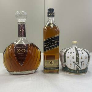 D292471(103)-912/NJ3000【千葉県内のみ発送】酒　3点まとめ　SUNTORY BRANDY X.O DELUXE/Johnnie Walker BLACK LABEL/SEMPE NAPOLEON