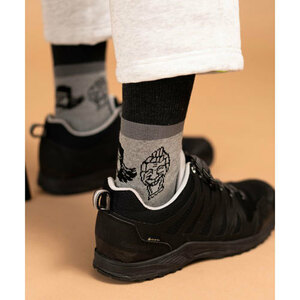 GYM MASTER Gym Master G266740 two-tone Smile socks . gray 25-27cm new goods 