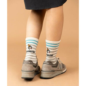 GYM MASTER Gym Master G266742 animal embroidery wool socks gray border x turquoise 25-27cm new goods 