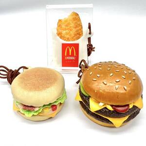 マクドナルド ハンバーガー ダブルクォーターパウンダー マフィン キーホルダー ストラップ フィギュア 食品 サンプル ミニチュア 非売品