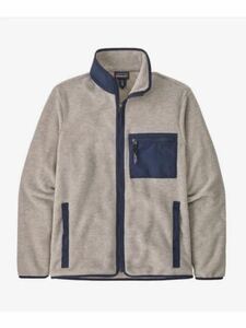 新品 定価19800 patagonia パタゴニア シンチラ フルジップ ジャケット XL オートミール ネイビー フリース ジャケット メンズ