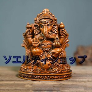 人気推薦★木彫り 仏像 歓喜天 聖天 木製 彫刻（高さ11.5cm×巾9cm×奥行5.7cm）