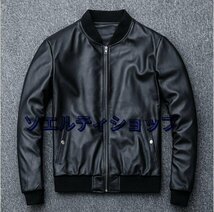 高級本革バイクジャケット牛革 レザー バイクウェア 革ジャン 黒 　S~5XL_画像2