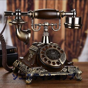 . manner retro telephone machine. stylish I der old type turntable telephone cable version 