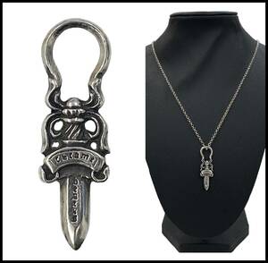 ★正規品★ CHROME HEARTS クロムハーツ シルバー 925 CH DAGGER CHARM ロゴ ダガー チャーム ペンダントトップ ネックレス ジップ