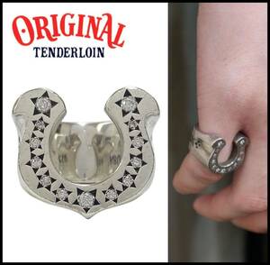 ★名作★ TENDERLOIN テンダーロイン T- HORSE SHOE RING STONE シルバー ダイヤモンド ホースシュー 馬蹄 リング 指輪 10号 ダラー スカル