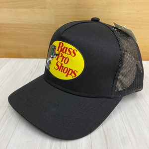 全米最大級のアウトドアブランド Bass Pro Shops バスプロショップス メッシュ トラッカーキャップ スクリーンプリント Black 黒