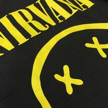 ロサンゼルス発 【L】 Nirvana ニルヴァーナ 半袖 ヘビーウェイト Tシャツ 黒 バンドT スマイリーフェイス ロックバンド USA規格_画像2