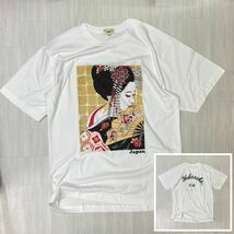 限定 【LL】 横須賀名物 YOKOSUKA 横須賀 和柄Tシャツ 花かんざし 舞妓 Maiko ゴールドラメ 日本 スカT 白 JAPAN (JPT11)_画像1