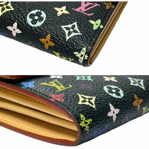 LOUIS VUITTON (ルイヴィトン) ポシェット ポルト モネクレディ モノグラム マルチカラー ノワール 二つ折り 長財布 M60005 ブラック/025の画像9