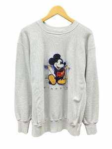 Disney (ディズニー) 古着 90s USA製 ミッキーマウス Mickey Mouse 刺繍 スエット トレーナー グレー XL GENUS メンズ/025