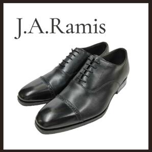 ○★新品 未使用 J.A.Ramis パンチドキャップトウ 定番ドレスシューズ ブラック 26cm○●