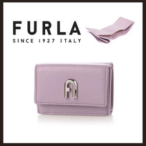 0* new goods unused FURLA moon standard compact wallet purple 0*