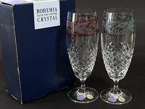 ◆ BOHEMIA ボヘミアグラス チェコ製 ペア シャンパングラス ◆