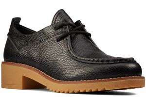 送料無料 Clarks 23.5cm ブラック ドレスシューズ ブーツ レザー チャンキー ローファー スニーカー ヒール ウエッジ パンプス AAA165