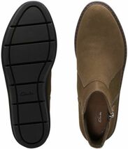 送料無料 Clarks 25.5cm ウエッジ ブーツ オリーブ サイド ジッパー スエード レザー スニーカー ヒール オフィス パンプス AAA164_画像10