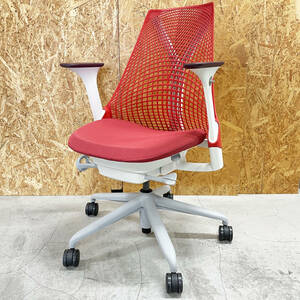 中古美品☆Herman Miller セイルチェア AS1YA23HA オフィスチェア オフィス家具 事務 2020 レッド×ホワイト ハーマンミラー ワークチェア