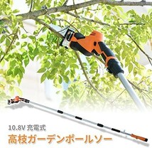 ■送料無料■[山善] 10.8V 充電式 高枝ガーデンポールソー 高さ3段階調整 日本製刃使用 着脱式伸縮延長ポール コードレス 高枝ばさみ_画像2