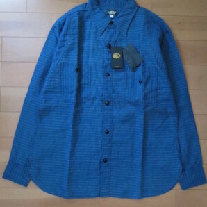 送料無料 超特価即決 人気希少完売サイズ BLACK SIGN Indigo Border Triple Patch Shirt Pure Indigo 44 XXL 2XL 新品未使用 タグ付 日本製