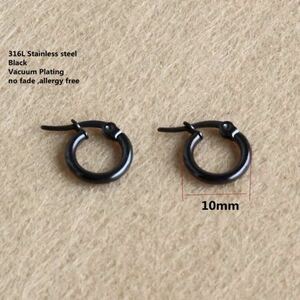  new goods 316l surgical stainless steel 10mm hoop earrings black stainless steel black allergy correspondence unisex present free shipping 