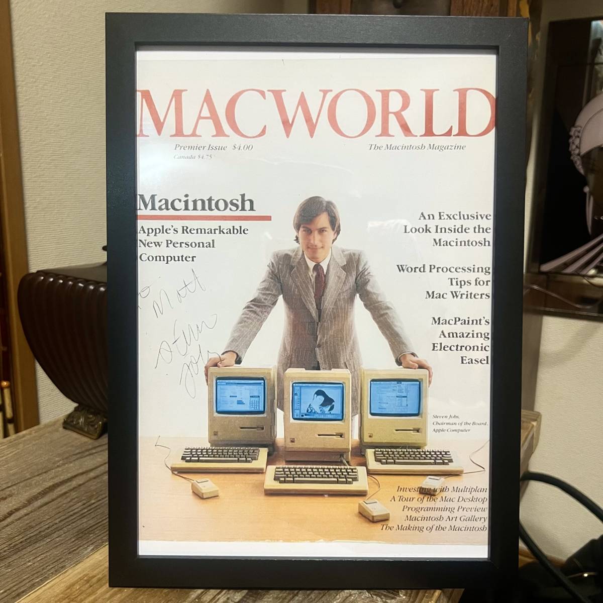 ビンテージ スティーブ･ジョブズ 写真 額入り ポスター Apple Computer アップル コンピューター Mac ロゴ 非売品 Think Different, アンティーク, コレクション, 広告, ノベルティグッズ, その他